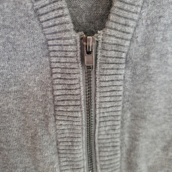 Banana Republic Zip Cardigan Faux Leather Pockets Grey Women Small - Picture 5 of 9